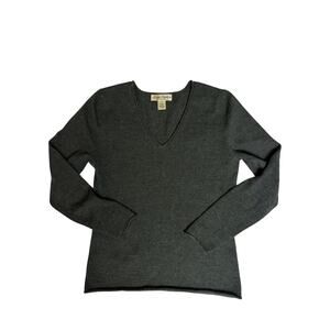Marisa Christina Charcoal Grey V-Neck Sweater Small 100% Italian Merino Wool